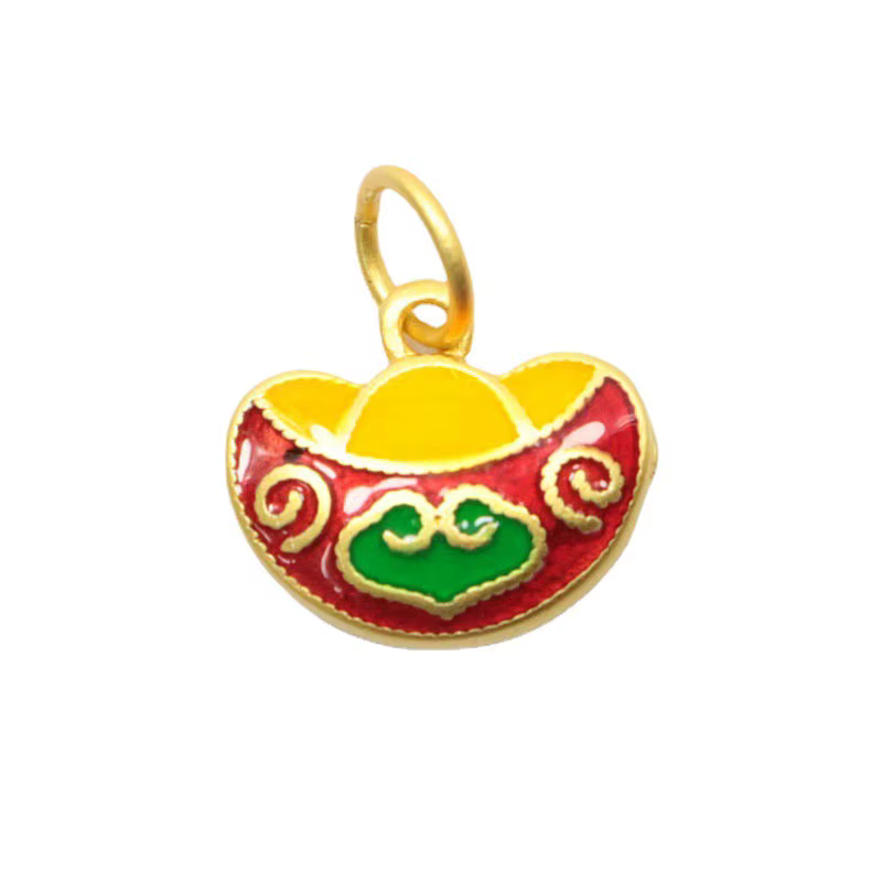 Pendentif artisanal en porcelaine, 5 pièces, conception de Culture chinoise, émail, artisanat en or 