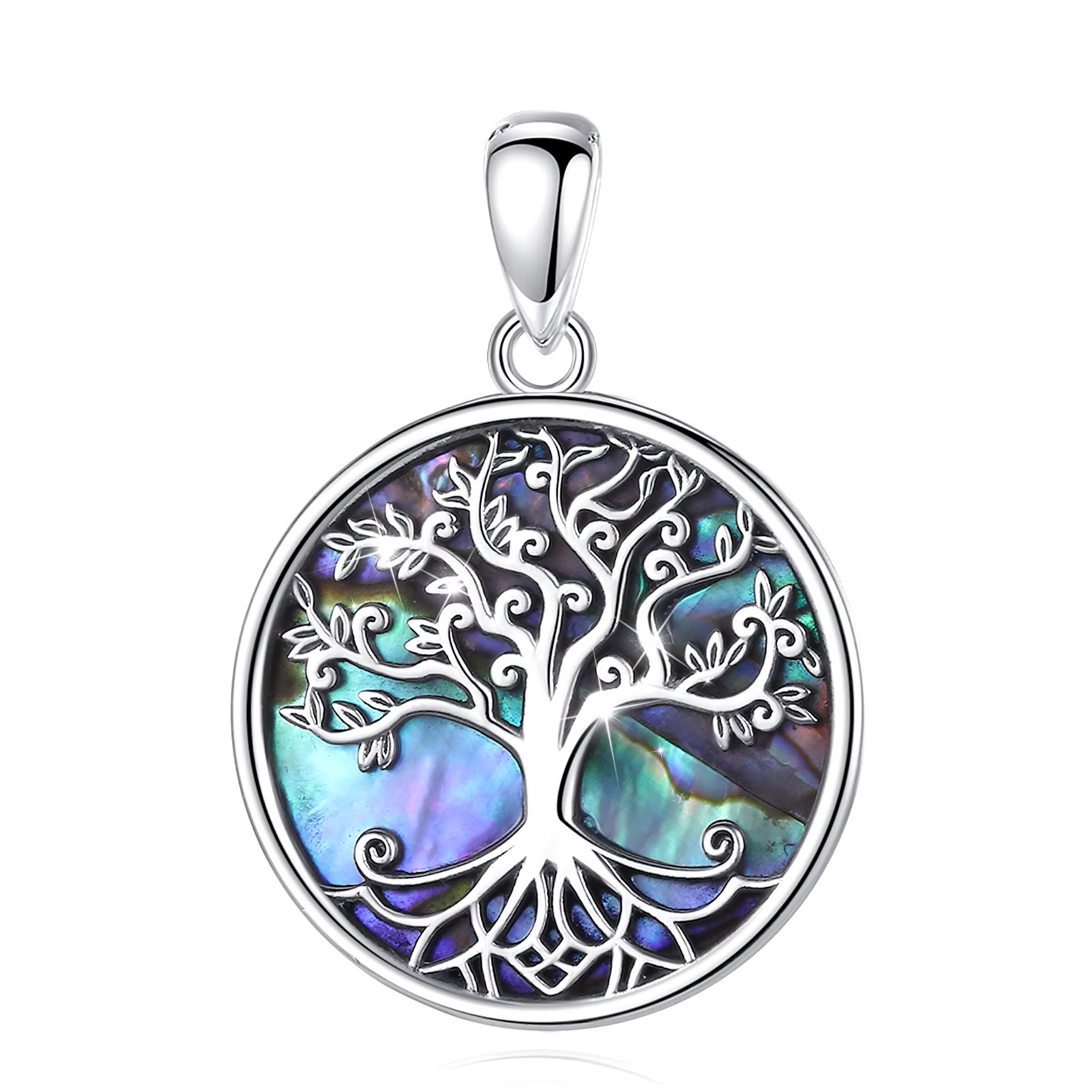 EUDORA nouveau 925 en argent Sterling arbre de vie pendentif collier ormeau coquille bijoux élégant 