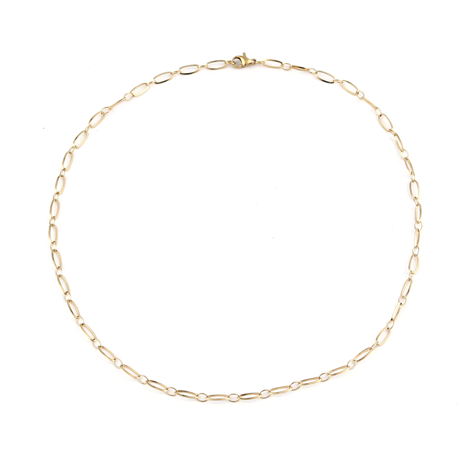 Collier en acier inoxydable couleur or pour femmes, chaîne ovale à la mode, bijoux classiques longs 