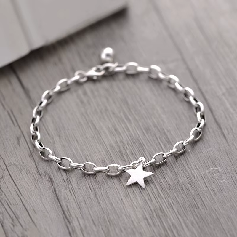 Bracelet à breloques en argent Sterling 925 pour femmes, Vintage, étoile, perle, bijoux pour fête de