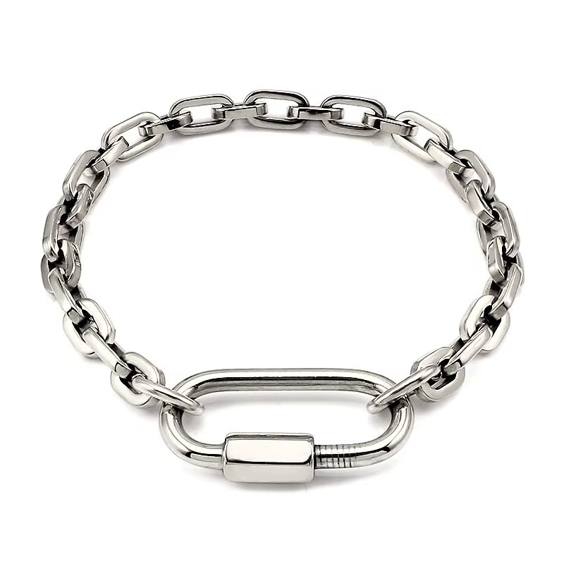 Bracelet à breloques avec petits maillons de 6mm de large, chaîne d'angle à bord rond tendance pour 