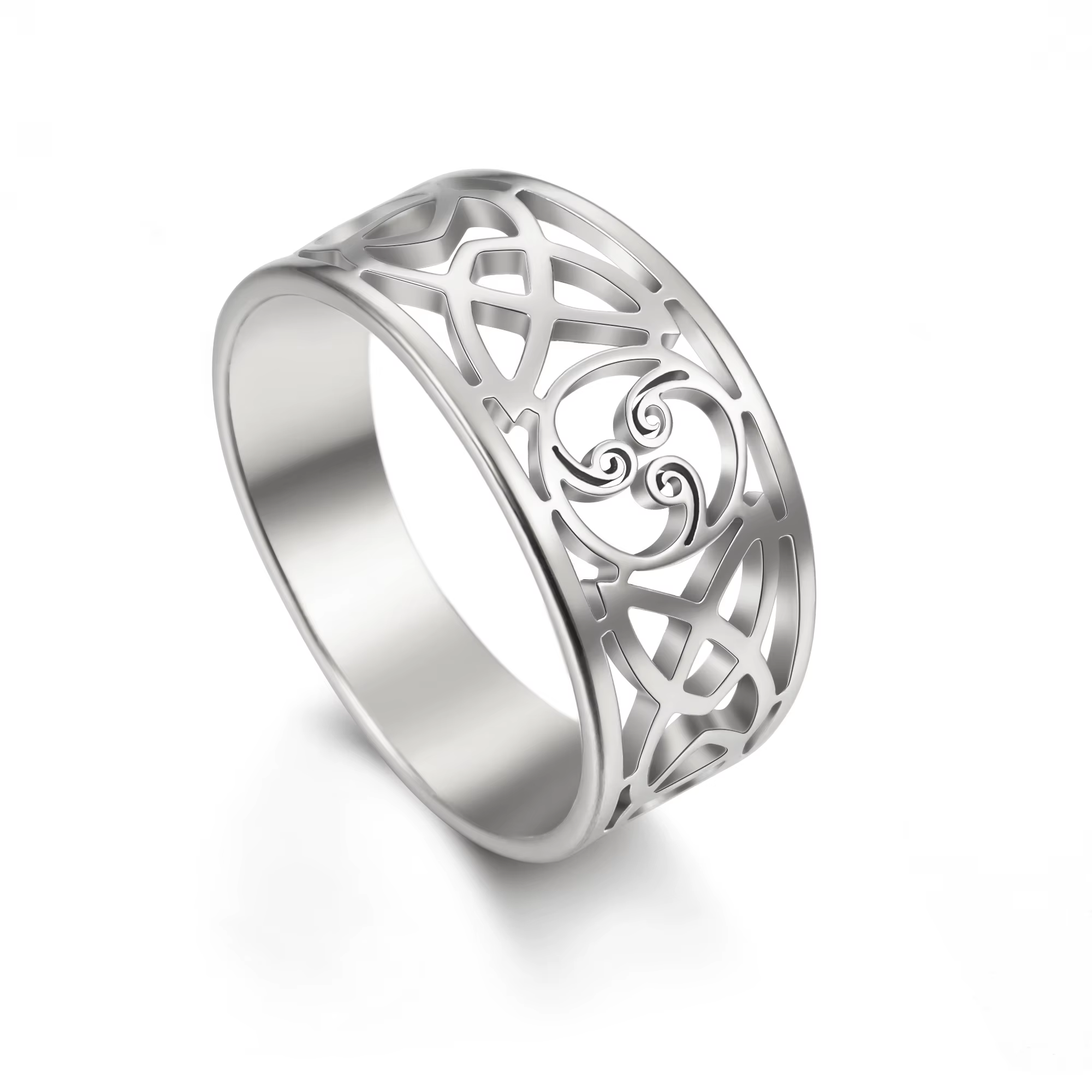 Skyrim-Bague en Acier Inoxydable avec Nministériels d Irlandais Vintage, Découpe Élégante, en Or, Bi