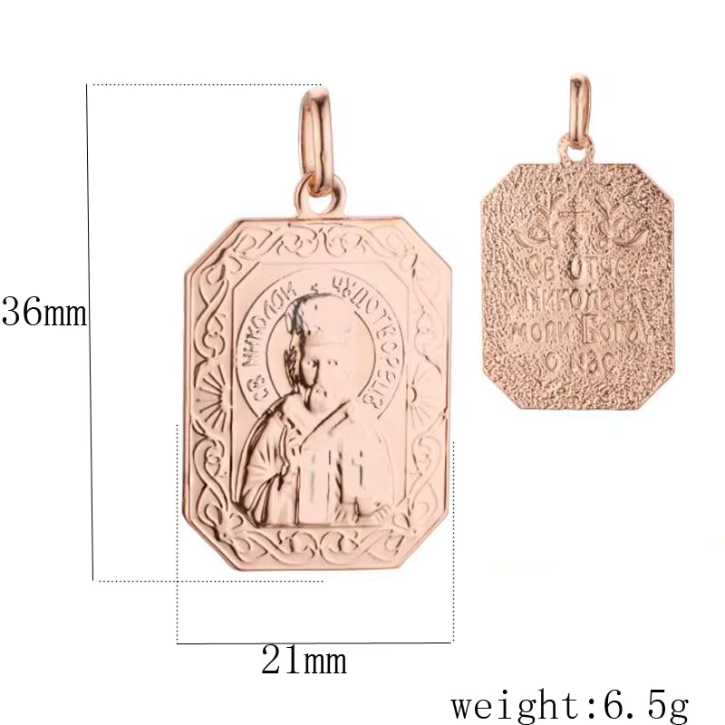 FJ vente femmes pendentif hommes 585 couleur or Rose moscou Matron mère fils collier bijoux
