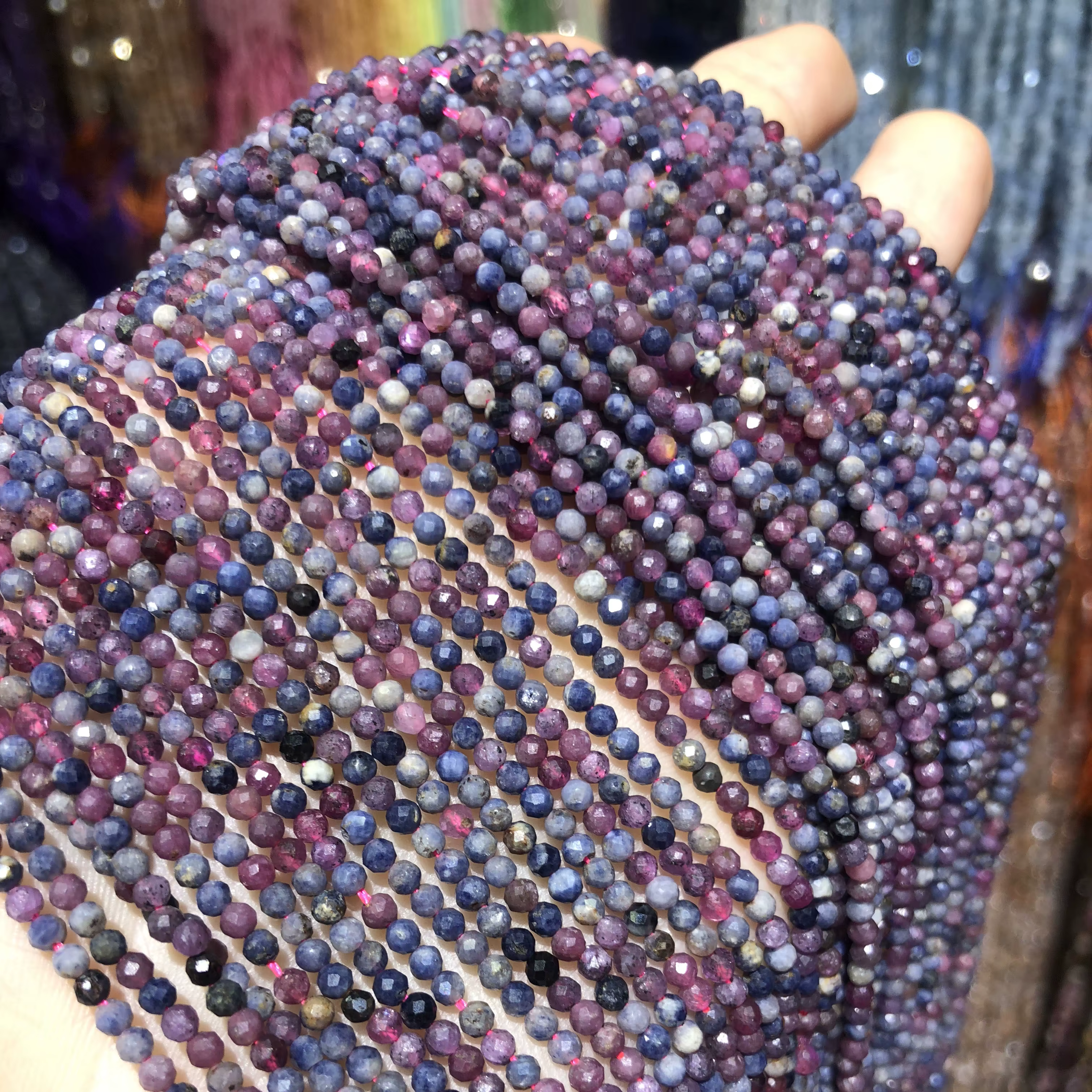 Petites perles à facettes en pierre naturelle, rubis naturel, saphirs, perles amples pour la fabrica