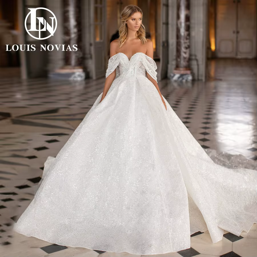 Modiis-Robes de mariée sexy pour femmes, tulle brillant, froncé, robe sans bretelles pour patients, 