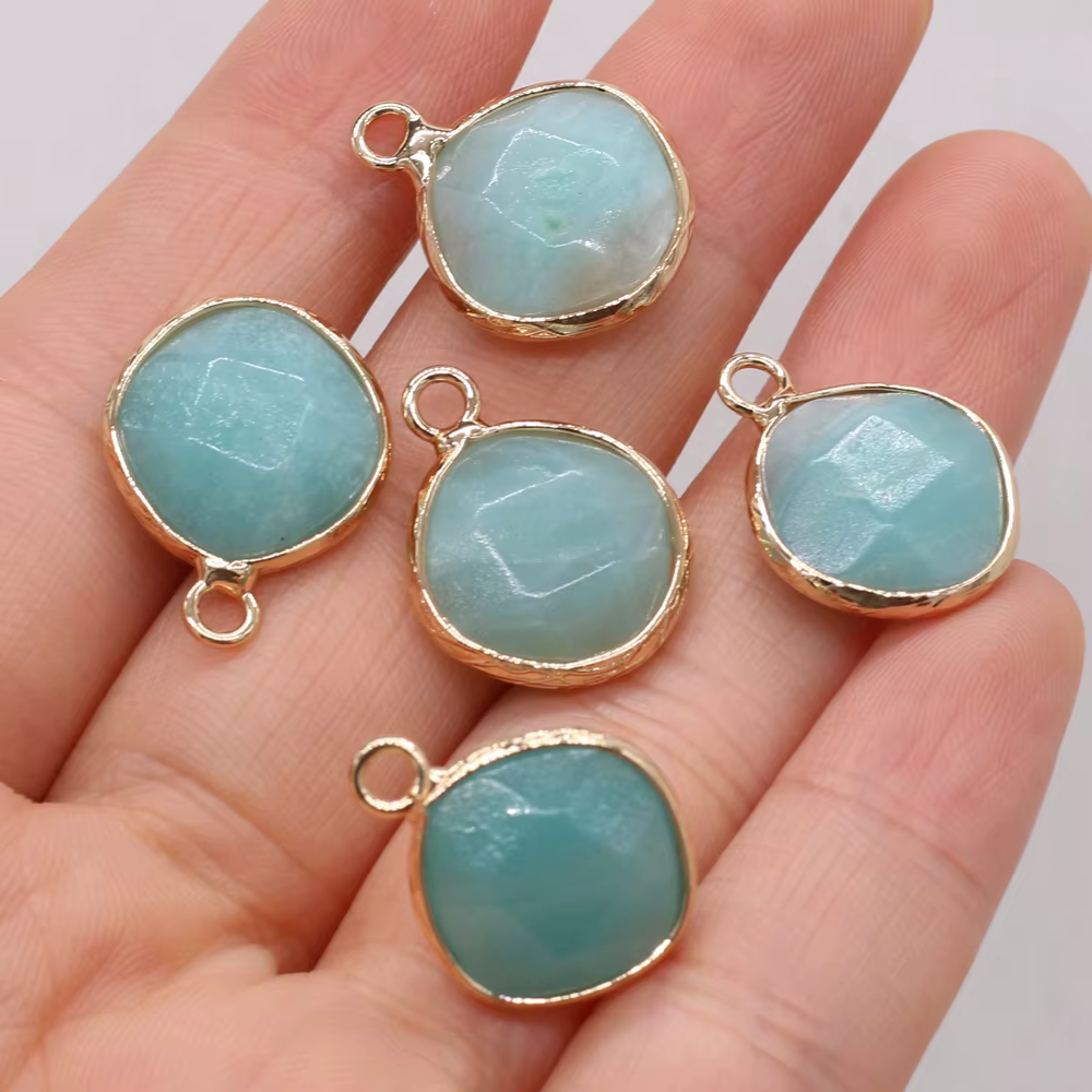 Yachu-Pendentif Rond à Facettes pour Fabrication de Bijoux, Semi-Réservoir Naturel, Charbon Amloggit