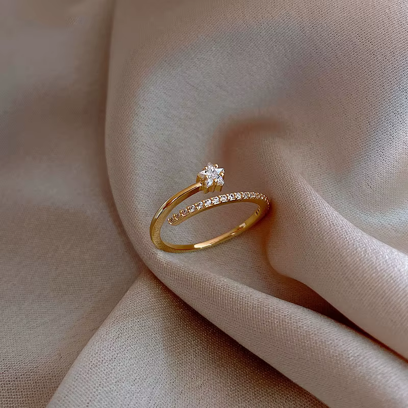 Bagues ouvertes minimalistes en Zircon pour femmes, couleur or, étoile, mode coréenne, bijoux de lux