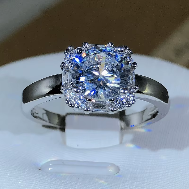 Bagues de mariage originales à quatre griffes en argent 925 pour femmes, bagues de fiançailles carré