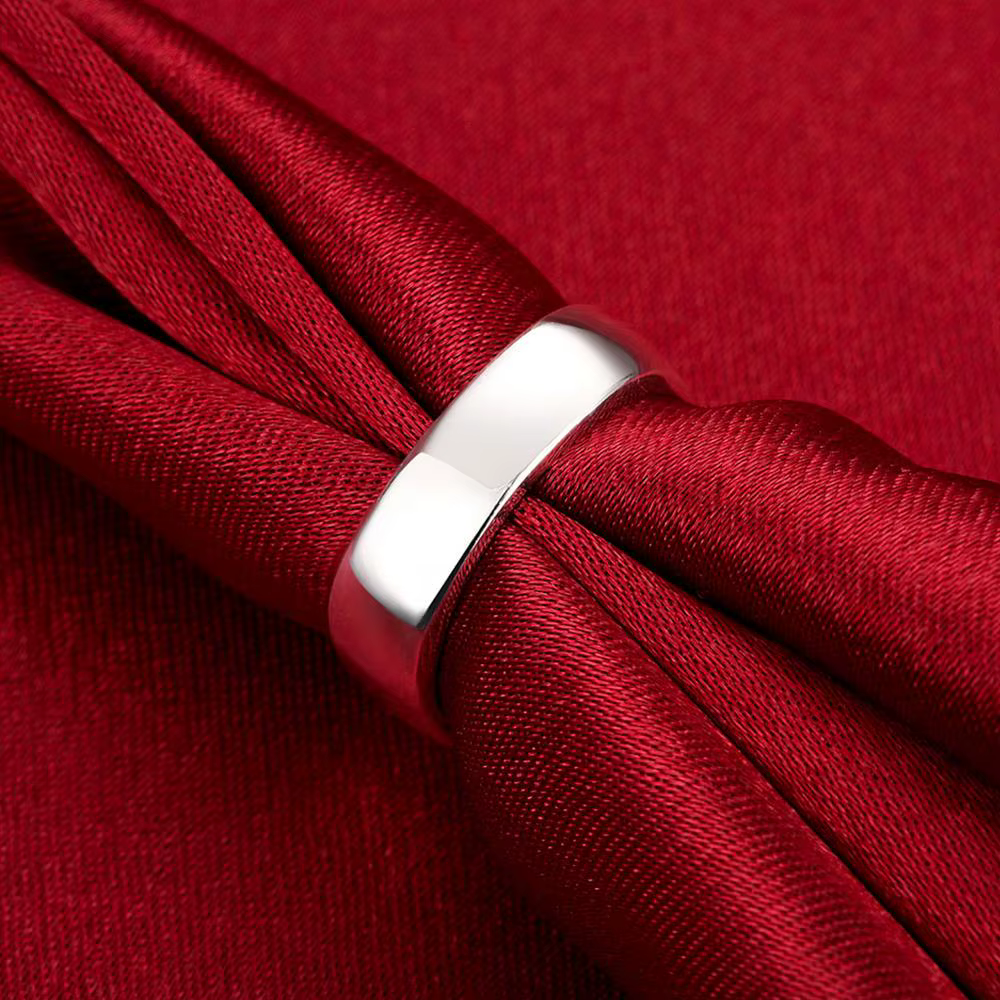 Bague plaquée argent pour femme et homme, unisexe, bijoux argentés, simple, élégant, extérieur, carr