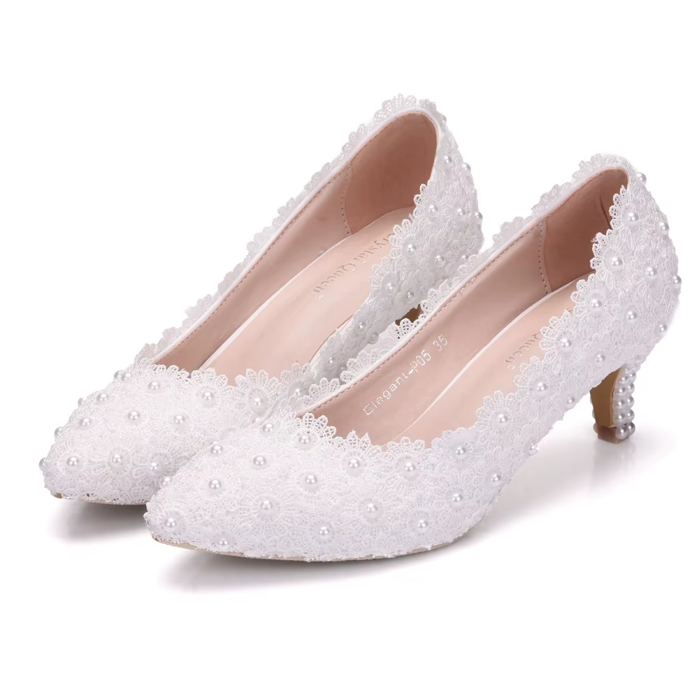 Comemore blanc mariée mariage Mules 5 cm talons aiguilles chaussures pompes décapant fête blanc talo