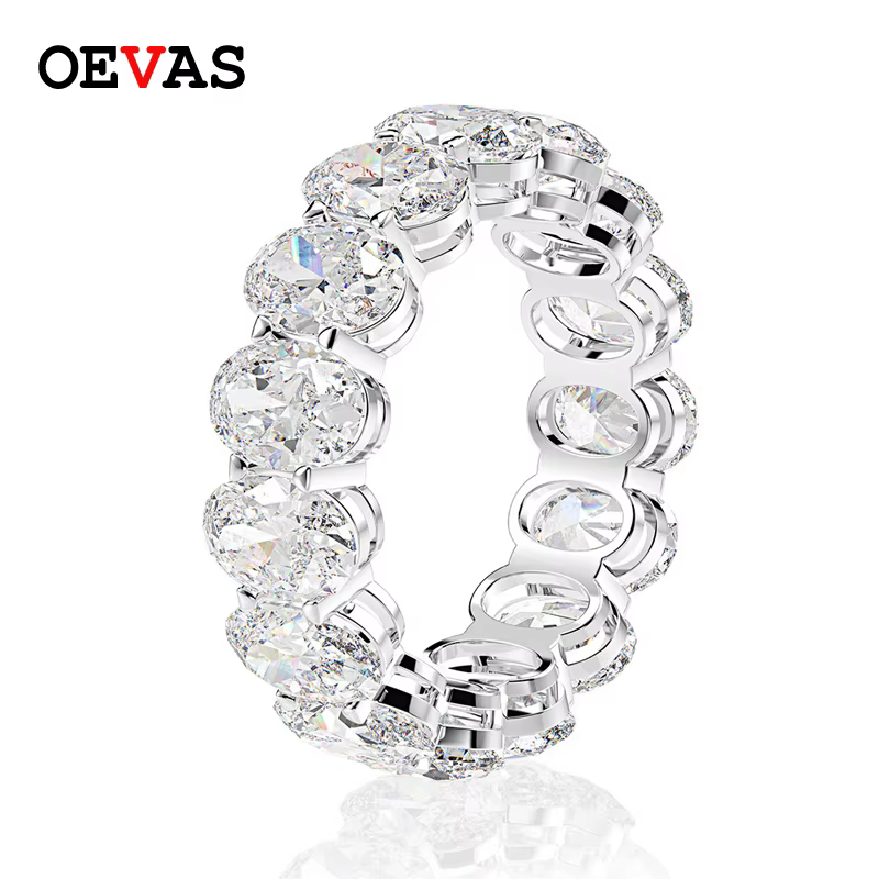 OEVAS Bague de fiançailles ovale en argent sterling 925 avec pierre précieuse à haute teneur en carb