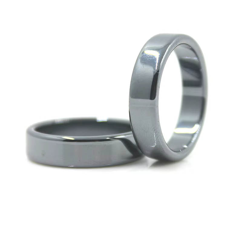 1 pièce, bague plate en hématite la plus vendue, 6 mm de large, mode homme et femme, bijoux de quali
