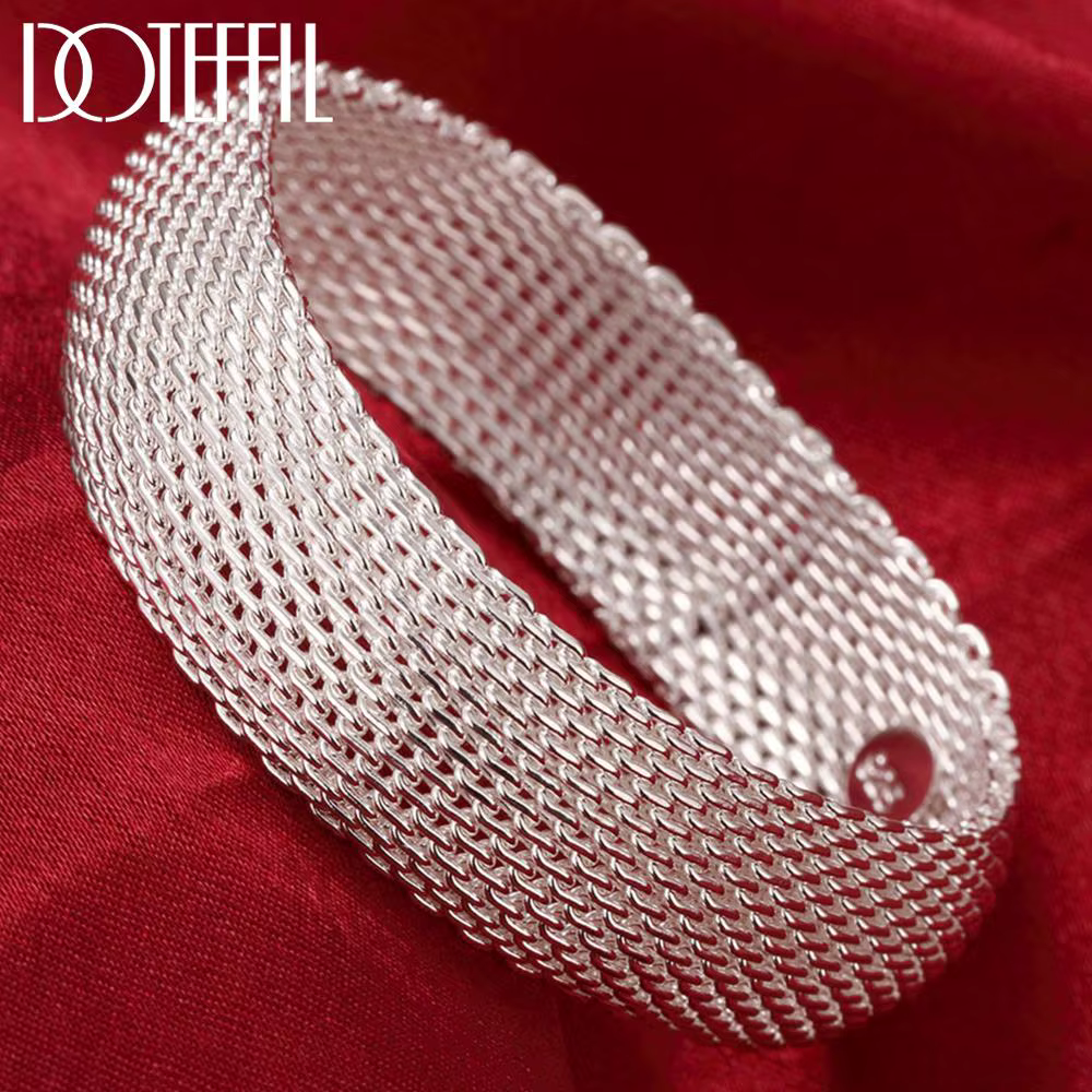DOTEFFIL véritable 925 Bracelets tressés en argent Sterling pour les femmes de mariage fête de fianç