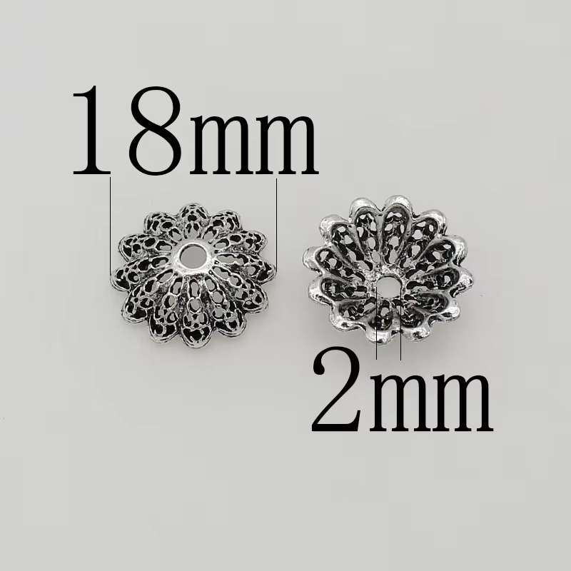 Capuchons à pompons en argent antique vintage, perles artisanales en métal, accessoires de bijoux à 