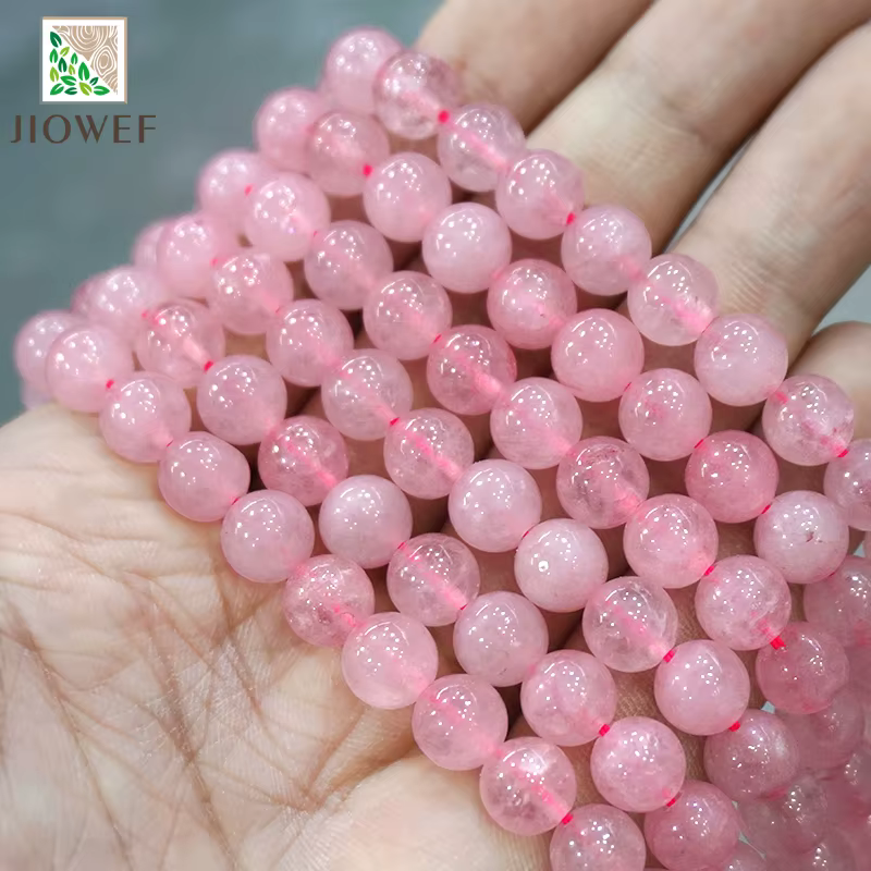 Perles rondes en Quartz rose naturel lisse, pour la fabrication de bijoux, Bracelet, accessoires 15 