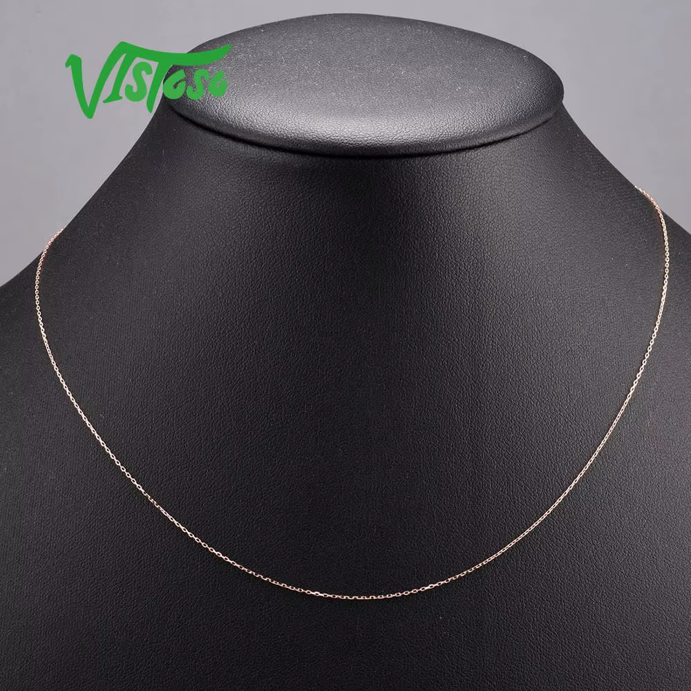 VISTOSO – Collier en Véritable Or Rose/Jaune/Blanc de 14 Carats 585 Chaîne Fine de 42 cm, Bijou pour