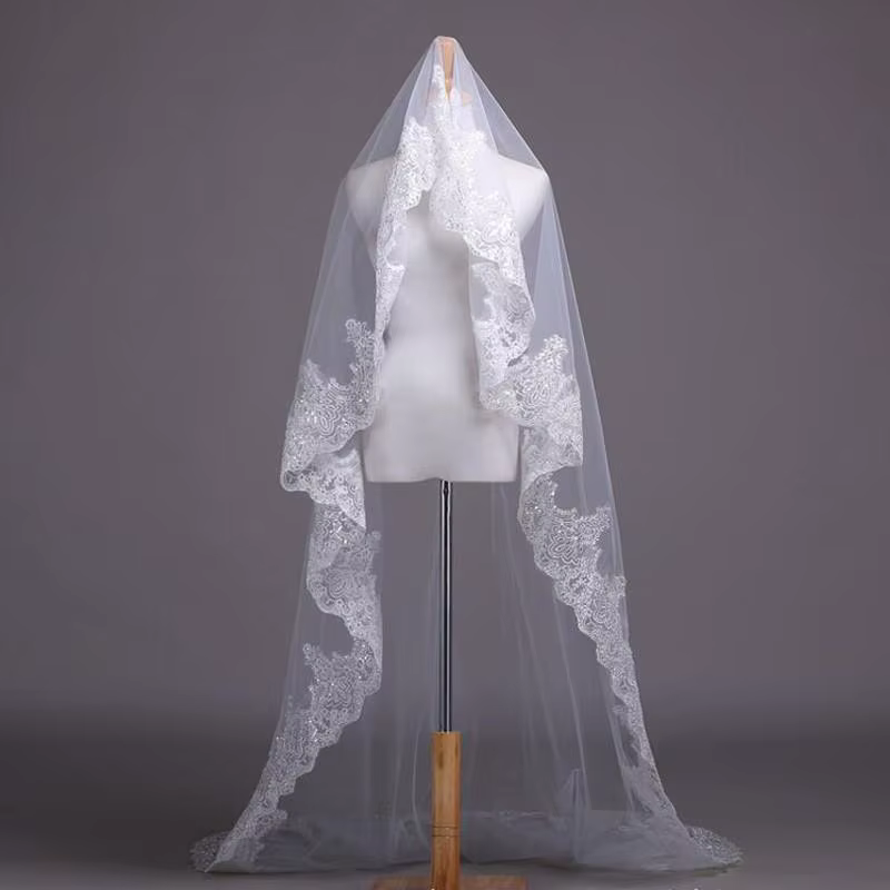 Veils De mariée cathédrale blanc/ivoire, 3M, une couche De perles en dentelle, mantille, accessoires