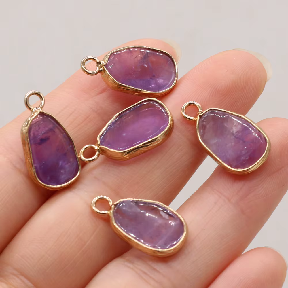 Pendentifs en pierre semi-précieuse naturelle, 5 pièces, Quartz clair, Amazonite, Quartz Rose, pour 