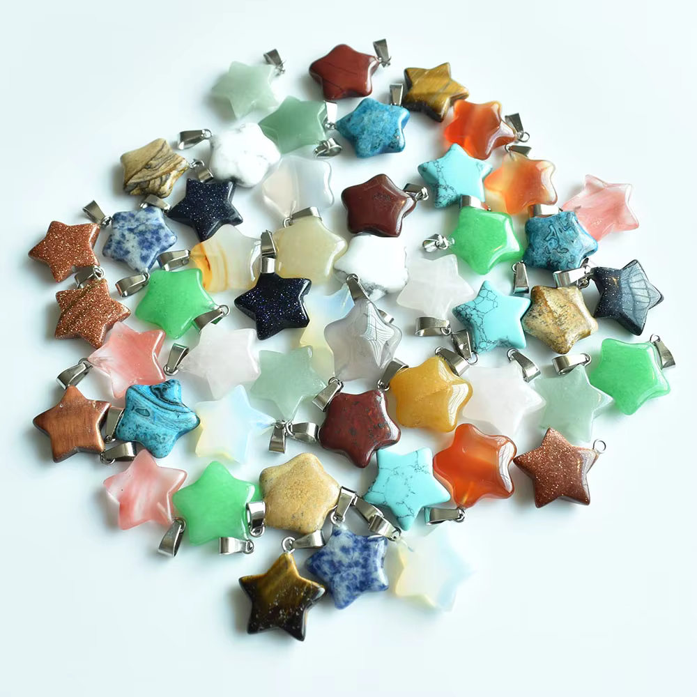 Vente chaude mode assortiment pierre naturelle inde agate étoile charmes pendentifs pour bijoux à br