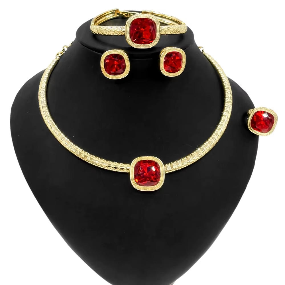Bijoux de luxe en acier inoxydable plaqué or 24 carats, accessoires de bijoux de fête de mariage de 