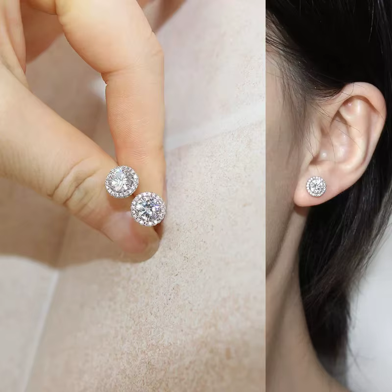 Boucles d'oreilles adrencos naturelles pour femmes, argent regardé S925, bijoux fins, rond, vert, ro