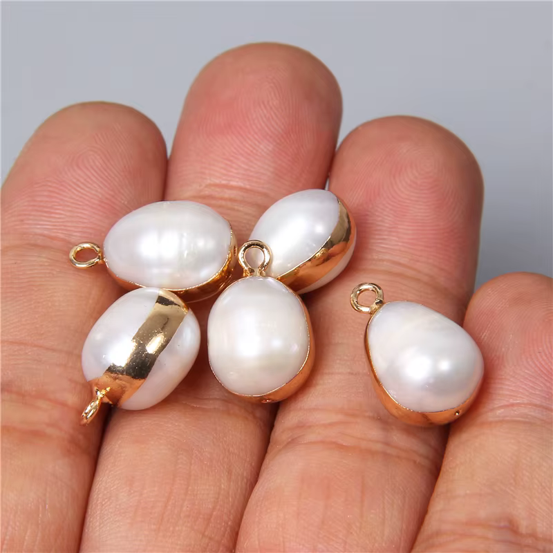 Pendentif perle de pomme de terre blanche naturelle pour femme, fabrication de bijoux, perles de cul