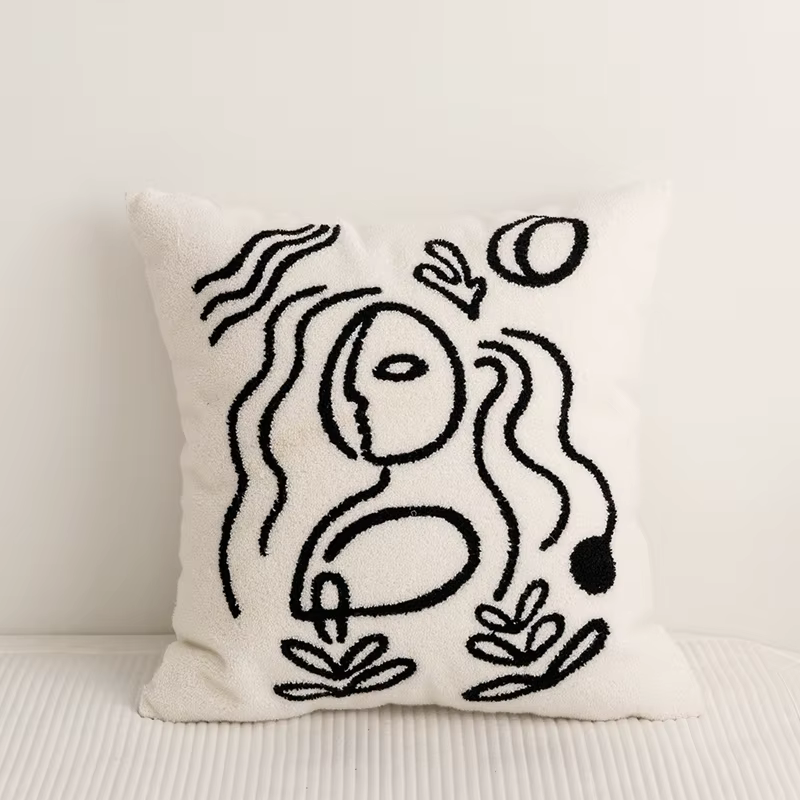 Décoration de la maison housse de coussin broderie 45x45cm/30x50cm motif abstrait confortable pour s