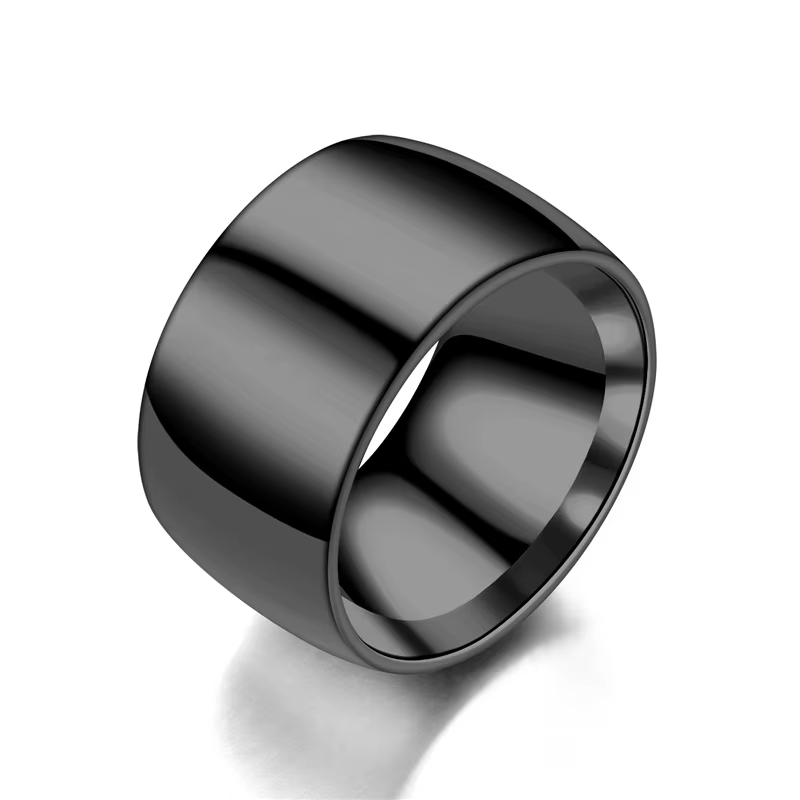 Bague large pour hommes de 12mm, anneaux en acier titane, grand anneau brillant pour hommes, bijoux 
