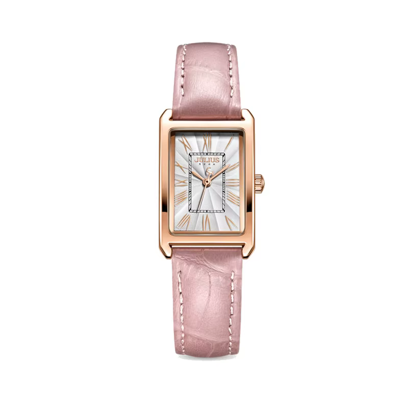 Julius-Montre rétro classique pour femme, horloge à quartz japonaise, bracelet en cuir véritable, mo
