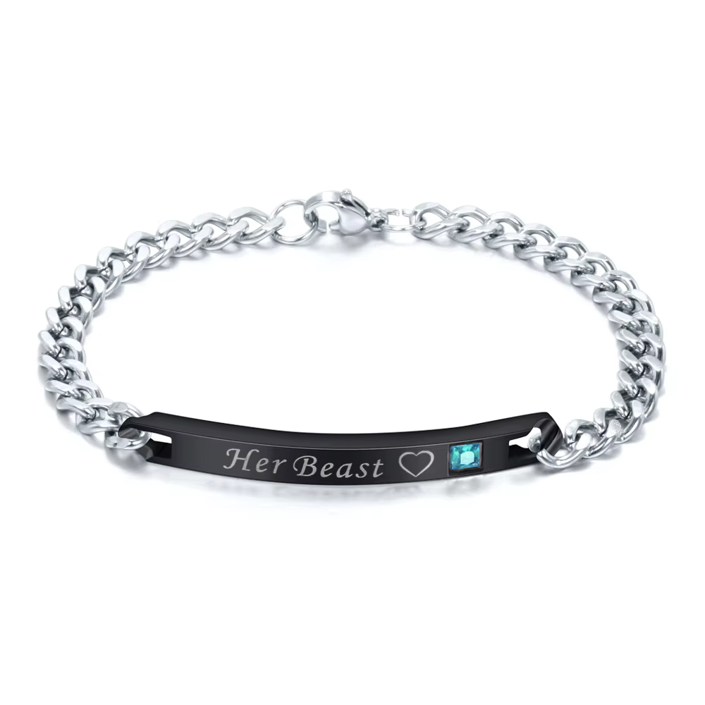 Bracelets de Couple de barre de mots personnalisés pour femmes et hommes, en acier inoxydable, nom e