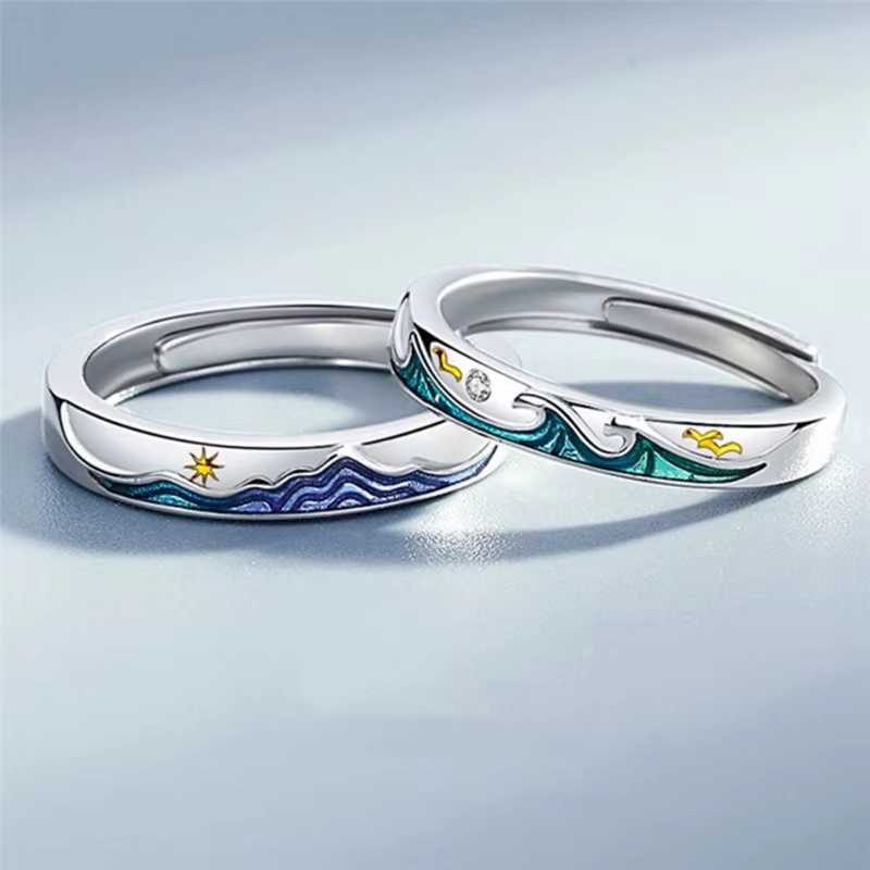 Ins-Bague en argent de style vintage romantique pour femme, bijoux de document, mer de montagne, amo