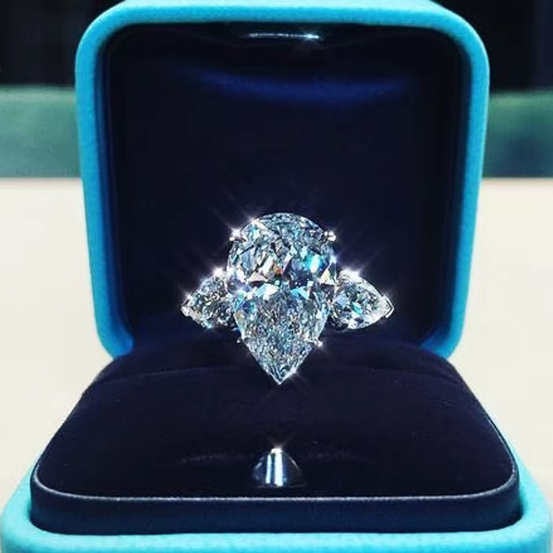 Huitan – bague de fiançailles en cristal pour femmes, bijou de luxe, goutte d'eau, cadeau d'annivers