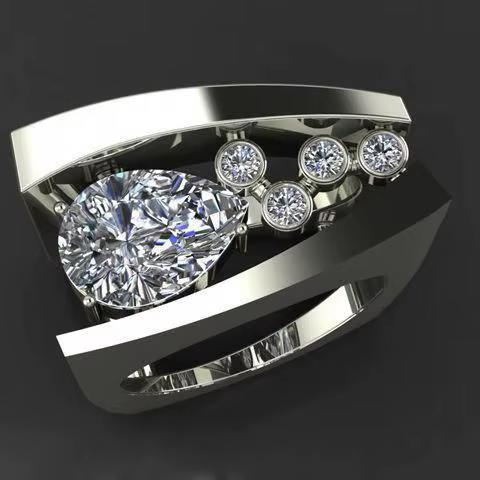 Style Unique femme marque grande bague de luxe argent Rose or couleur bague de fiançailles Vintage a