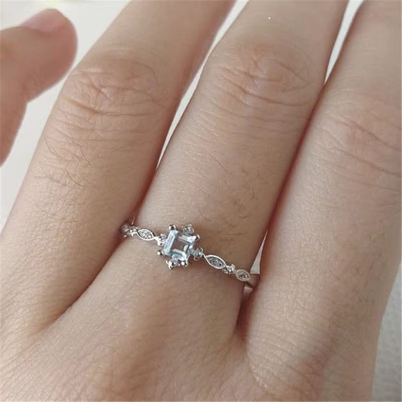925 argent BlueTopaz Zircon anneaux à la mode pour les femmes Anillos de mariage pierres précieuses 