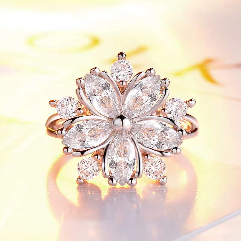 Bagues de fiançailles princesse Sakura élégantes pour mariée, bijoux romantiques en fleurs de cerisi