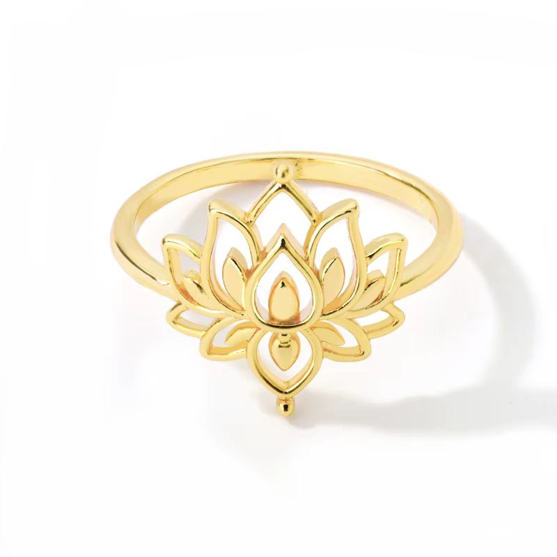 Bagues fleur de Lotus pour femmes, en acier inoxydable, couleur argent, Bague de mariage Vintage, bi