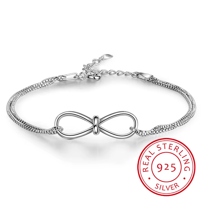 Bracelets infini en argent Sterling 925 pour femmes, avec zircone cubique, chaîne en forme de 8, bij
