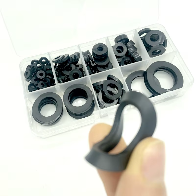 Bague d'étanchéité d'isolation noire, 8 tailles, rondelle plate en caoutchouc, Kit d'assortiment de 