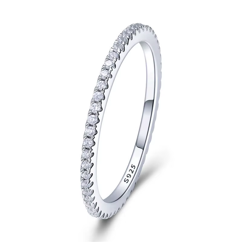 BAMOER 925 bagues empilables en argent sterling entièrement pavées de diamants simulés, bandes d'éte