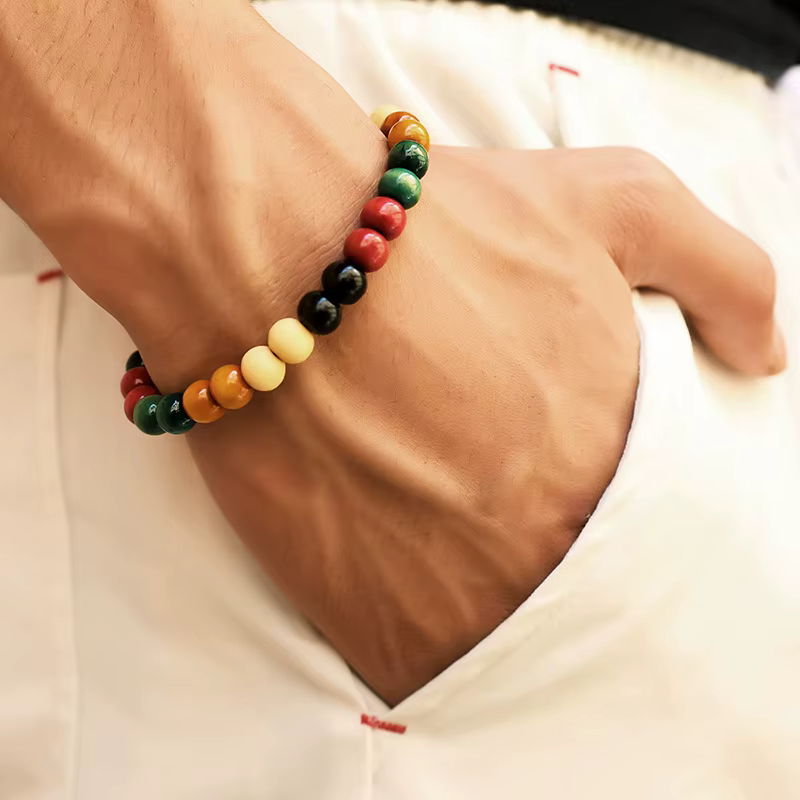 Bracelet en pierre de lave pour hommes, perle de pierre de lune naturelle, Bracelet de bouddha tibét