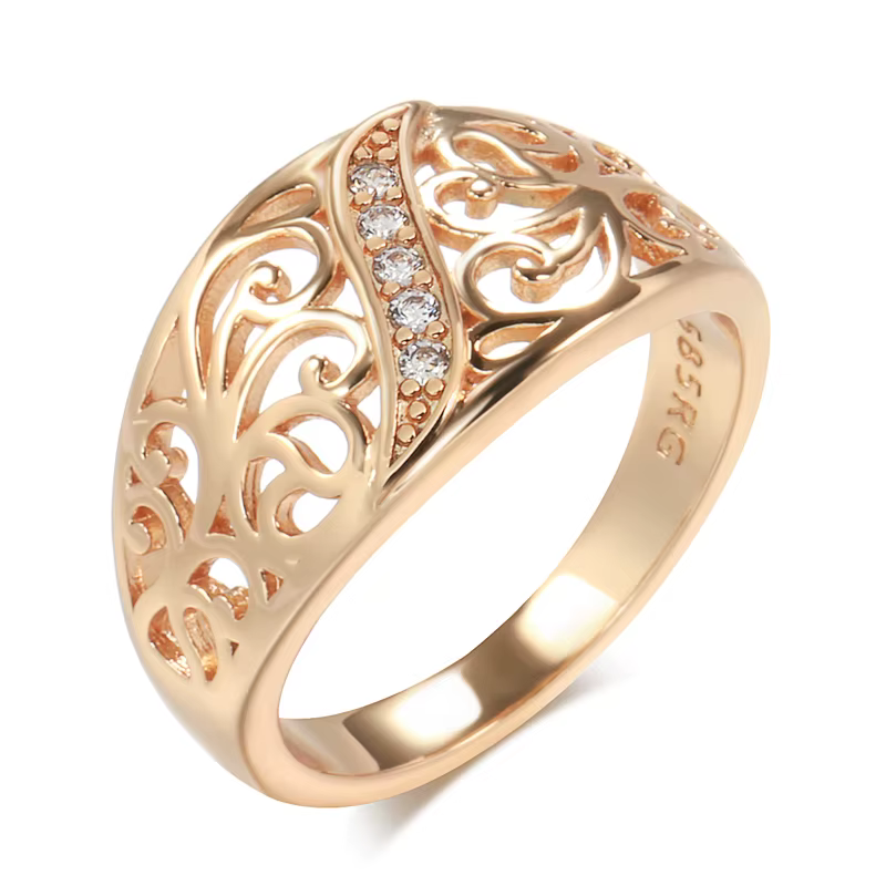 Kinel – bague tendance 2022 en or Rose, Micro incrustation de cire naturelle en Zircon, anneau creux