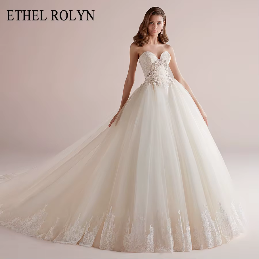 ETHEL ROLYN princesse robe De mariée De luxe perlée dentelle chérie glamour dos nu a-ligne robes De