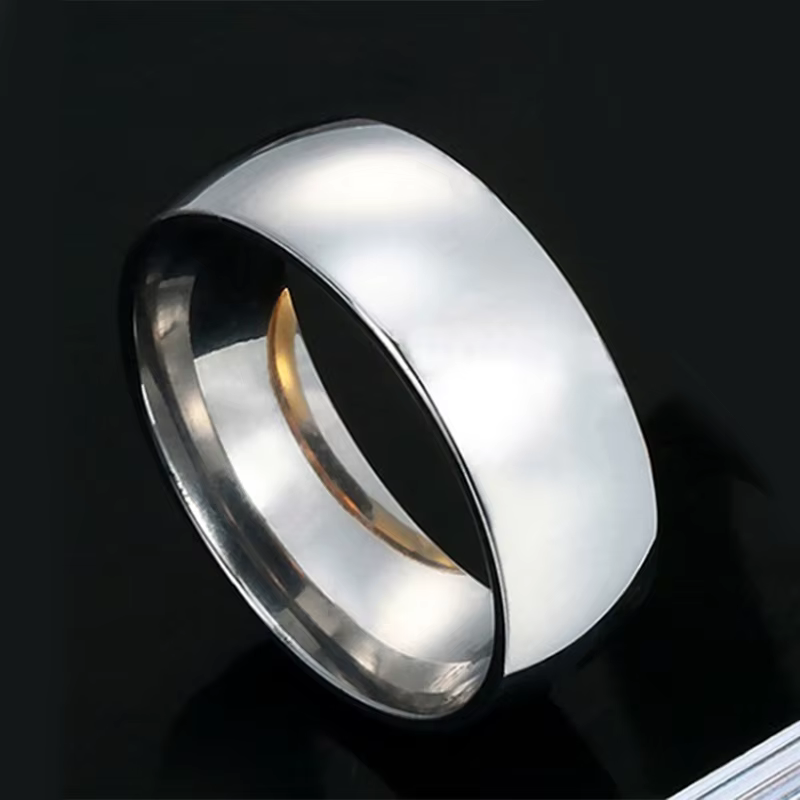 Auxauxme mode Simple lisse 2/4/6/8mm femmes hommes bagues en acier inoxydable pour les amoureux de m
