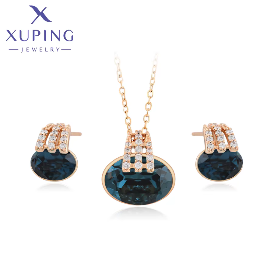 Xuping-Ensemble de Colliers et Boucles d'Oreilles en Alliage de Cuivre pour Femme, Bijoux Élégants à