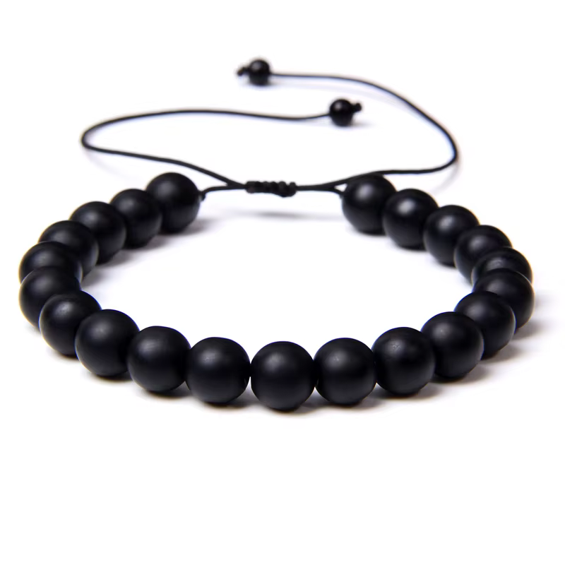 Bracelet Ajustable en Pierre Naturelle Minimaliste pour Homme et Femme, Perles de Pierres, Corde Tre