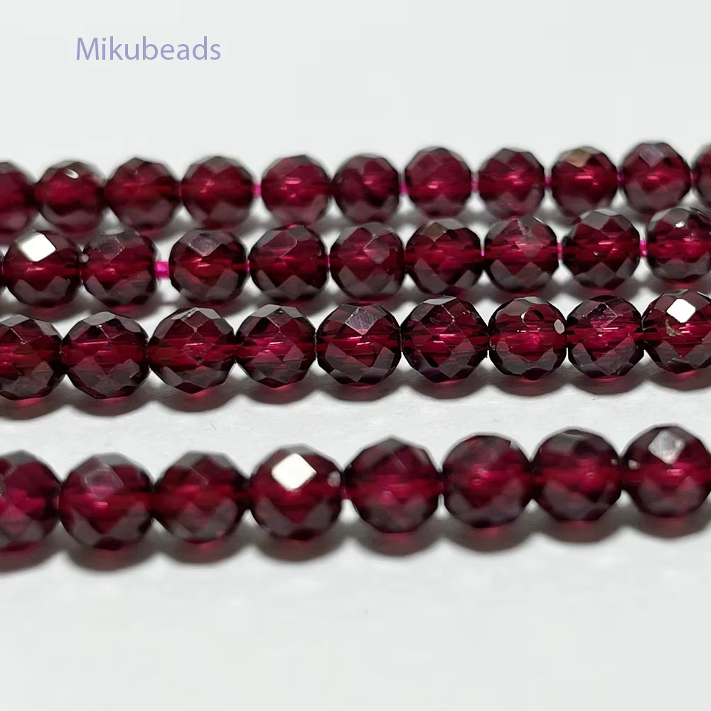 Grenat rouge naturel AAA brésilien, perles rondes à facettes de 4mm, pierre brillante pour la fabric