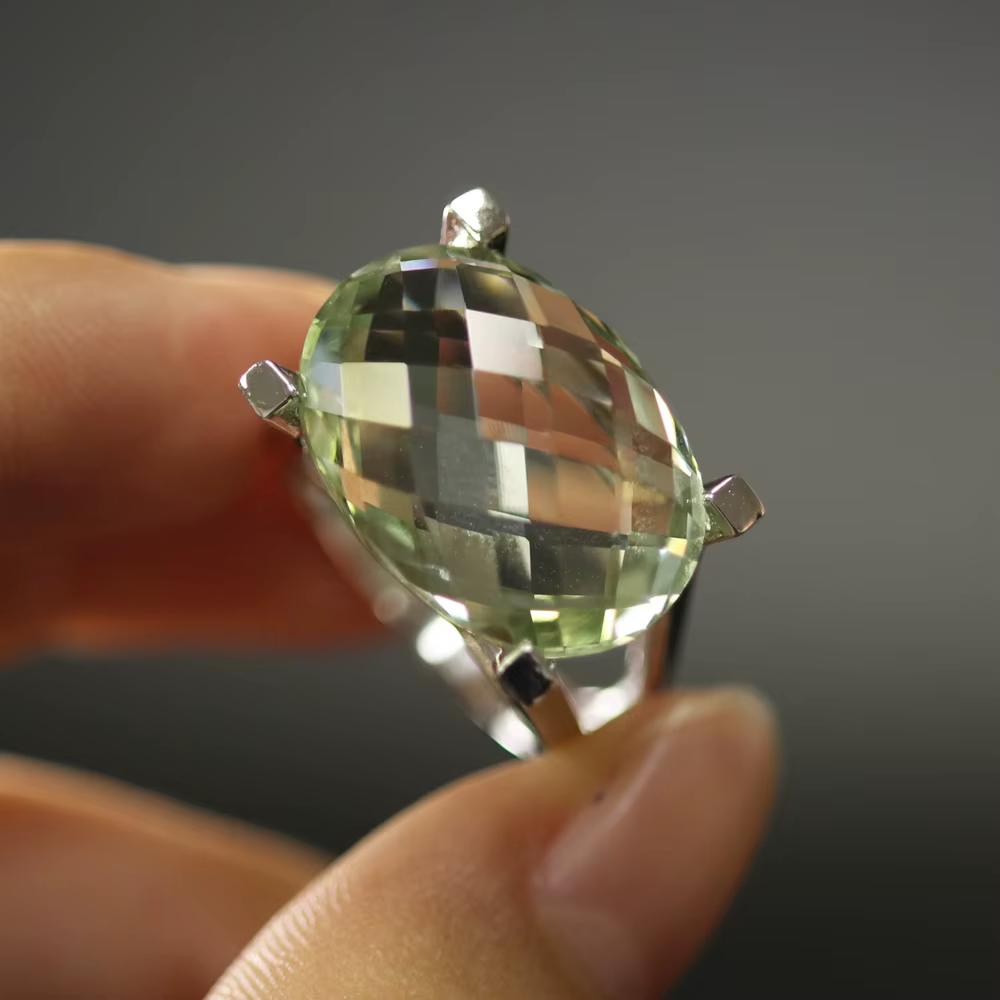 Bague en améthyste verte 2026, pierre précieuse naturelle avec argent sterling 925, design simple et
