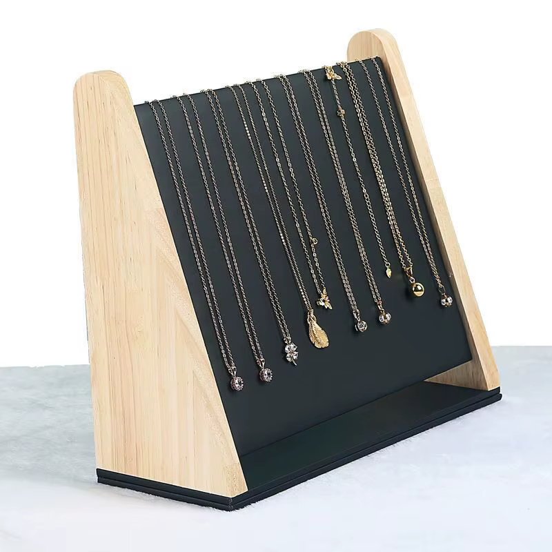 Licramo – présentoir de bijoux, présentoir de colliers, chevalet de plusieurs colliers en bois, vitr