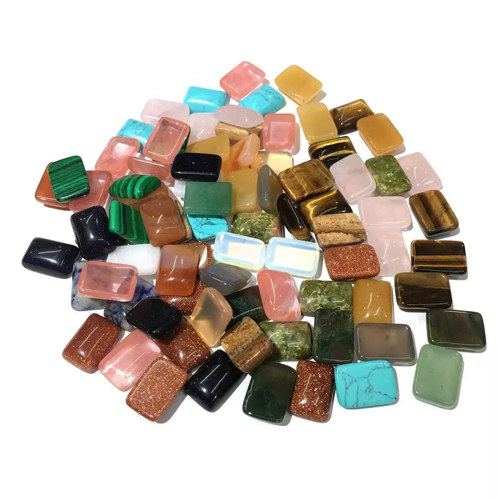 Rectangle de visage de pierre semi-précieuse naturelle, bague de bricolage, GT, vente exécutive, 5 p
