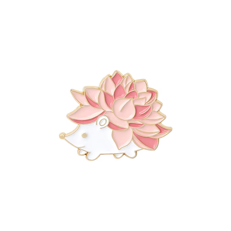 Broches en émail pour femmes, animaux de la forêt, fleur, chat, ours de montagne, hérisson rose, ren